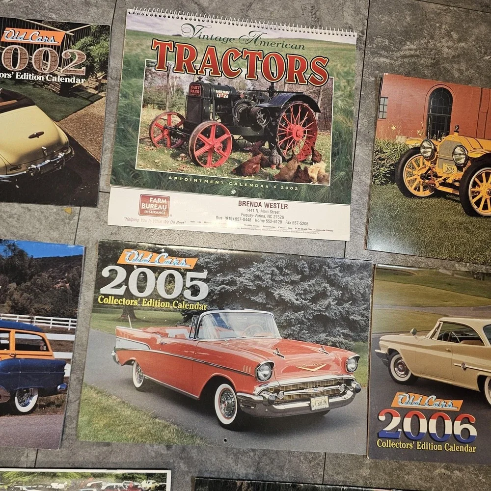 Lot‎ Of 13 Vintage Classic Car Truck Tractor Calendars Variety 2001-2008 USA